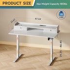 DEVAISE 48×24 Inch Electric Standing Desk with Drawers, Computer Desk with 3 Adjustable Height, Storage Shelf, Built-in AC & USB Outlets and Memory Preset, Sit to Stand Desk for Home Office, White