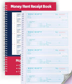 Single Book,Money Rent Receipt Book,7.9x11.22 Inches,2 Part Carbonless,Cash Receipt Book,200 Sets per Book,4 Receipts per Page