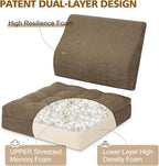TANYOO Recliner Cushion for Elderly with Lumbar Support Pillow - 20x20x5 Inch Extra Thick Recliner Seat Cushion for Seniors Relief Back Pain and Tailbone Pain from Long Sitting Non-Slip Bottom Brown