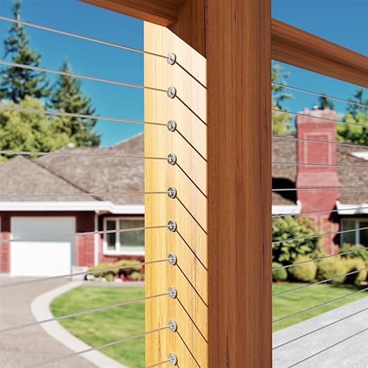 BLIKA 150 Pack Stainless Steel Protector Sleeves for 1/8" 5/32" or 3/16" Deck Cable Railing, for Wood/Composite Posts, T316 Marine Grade