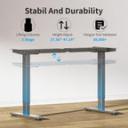 BIZUM Dual Motor Electric Standing Desk Frame with Memory Controller, Computer Memory Desk Adjustable Table Legs Up to 47.2" for Home and Office, Metallic Silver