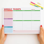 Weekly Planner Notepad, Weekly To Do List Notepad, Tear Off Undated Weekly Planner Pad, 11.5" x 8", Premium Thick Paper with Cardboard Back Support, Desk Planner for Office & Home, Vivid Color Design.