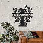 Personalized Custom Letter Name metal Signs,Custom Black Letter Monogram Wall Art Decor,Metal Signs Plaques Outdoor wall Decorative Signage (I)