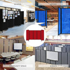 Versare Room Divider 360 Portable Wall Partition | Folding Panels | Large Freestanding Divider | Locking Wheels | Temporary Room Separator | 25' x 7'6'', Red
