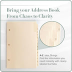 Gallery Leather A-Z Dividers for 3 Ring Binder - Binder and Address Book Alphabet Letter Tabs for Smooth Contact Organization