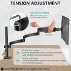 WALI Single Long Monitor Arm - 13 to 32 inch Computer Monitor Arm Desk Mount, Hold up to 19.8lbs, Extra Long Adjustable Stand, Full Motion Tall Arm, VESA 75/100mm, (GSDM001L)