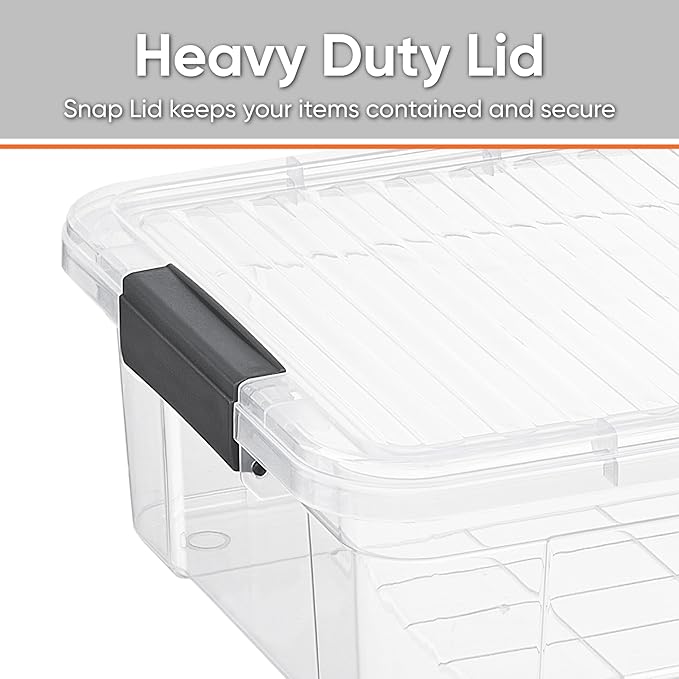 Superio Clear Storage Boxes with Lids, 16 Quart Plastic Container Bins for Organizing, Stackable Crates, BPA Free, Non Toxic, Odor Free, Organizers for Home, Office and Dorm, 4 Pack