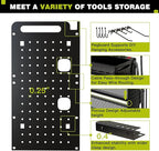 NattyDot Power Tool Organizer Wall Mount with Charging Station,Cordless Tool Organizer 8 Drill Holder, 4 Layer Storage Rack for Garage Organization,Tool Holder with 8 Outlet Power Strip (Black)