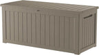 Decksplore Outdoor Storage Box Waterproof, 200 Gallon Lockable Resin Large Deck Box, Patio Storage Bin for Pool Accessories Cushion Furniture, Garden Tools, UV-Resistant Outside Delivery, Grey
