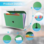 Expanding File Folder, Accordion File Organizer for Sorting Documents and Papers, 13 Pockets File Storage Organizer for Home, Travel and Office Use (Green)