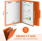 Skyygemm 72 Pcs Classification Folders Letter Size, 1 Divider Pressboard File Folder with Fasteners, Expanding File Organizer Bulk for School Teachers, Office Employee, Coworker, Staff (Orange)