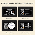 SSYA Dementia Clocks with Day and Date for Seniors,13 Alarms Custom Reminders, Extra Large Digital Calendar Clock for Elderly. (Black)