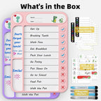 2-Pack Magnetic Chore Chart for Kids, ADHD Task Tracker Easy-Check Routine Dry Erase Board, to-Do List Planning Tool with Stand for Fridge/Desk/Home/School, 6 Reusable Sheets, 4 Markers