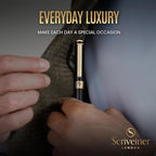 Scriveiner Luxury Fountain Pen - Stunning Black Lacquer Pen, Real Gold Finish, Schmidt Gilded Nib (Medium), Converter, Best Pen Gift Set for Men & Women, Professional, Executive, Office, Nice Pens