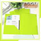 Henoyso 18 Pcs Plastic Folders with Clear Front Pockets Heavy Duty File Folders with 2 Pockets and Card Slot for Student Communication School Office Presentation Report (Fluorescent Green)