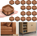 shouwuhho 16 Pack Furniture Risers Adjustable Bed Risers Heavy Duty Lifts Height 1", Square Stackable Bed Risers 1, 2 or 3 Inch for Desk Leg Table Couch Sofa Chair Bed Frame Legs Dorm, Brown