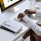 MOFII Wireless Keyboard and Mouse Combo, Computer Full Size 2.4G Plug and Play Wireless Typewriter Retro Round Keyboard and Mouse Set for Windows, Computer, Desktop, PC, Notebook - (Off White)