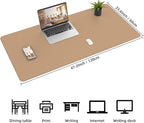 Leather Desk pad Protector, Large Desk mat with Natural Cork & PU Leather,Mouse pad,Non-Slip Office Desk Mat,Waterproof Desk Writing Pad for Office and Home (47in*23in,Dark Apricot)