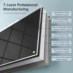 MaxGear Glass Whiteboard Wall Mounted, Frameless Magnetic Dry Erase Board, Tempered Glass, Steel-Backed, Non-Porous Smooth Surface, Floating Design, Accessories Included, for Office Home Classroom