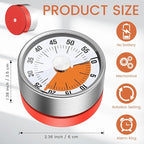 6 Pcs 60 Minute Visual Kitchen Timer Small Classroom Timers with Loud Alarm Stainless Steel Mechanical Timers for Classroom Desk Teaching Chef Countdown Egg Baking Office Cooking(Red)