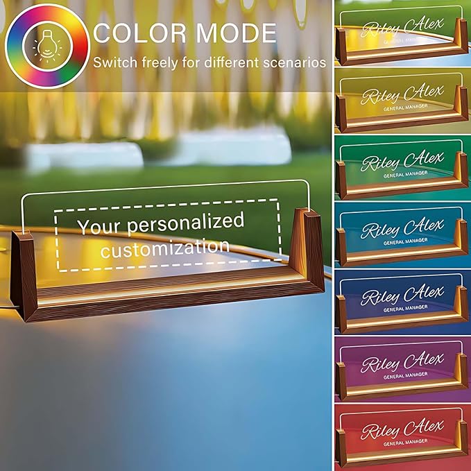 Custom Name Plate for Desk, Personalized Light Up Acrylic Office Sign for Teacher Boss Coworker, Employee Appreciation Gift, Desk Name Tag Decor