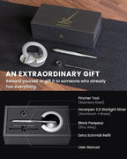novium Hoverpen Interstellar - Luxury Pen Made With Aerospace Alloys, Unique Aesthetic, Free Spinning Executive Pen, Desk Decor (Starlight Silver, 18K-Gold)