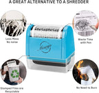 Miseyo Wide Identity Theft Protection Roller Stamp Set - Blue (3 Refill Ink Included)