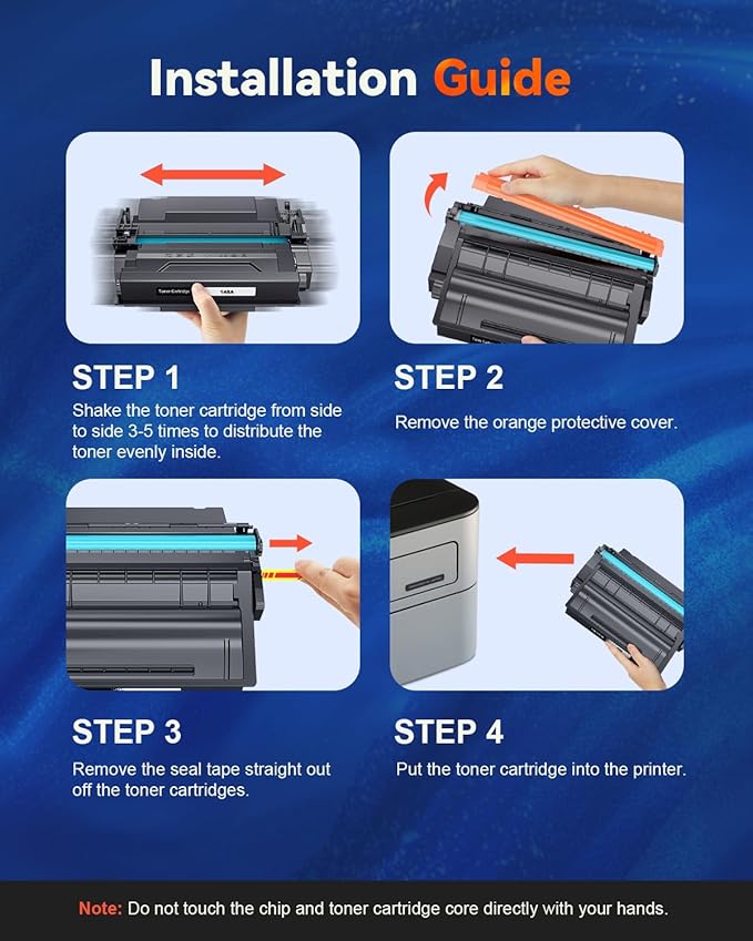 148A Toner Cartridge Black (with Chip) Compatible Replacement for HP 148A W1480A 148X W1480X Work for MFP 4101fdn 4101fdw 4001dn Laserjet Pro 4001dw 4001n Printer (2 Pack)