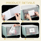 Jeyiour 100 Pcs Label Holders Adhesive Nameplate Pockets Storage Bin Labels Index Card Holder Shelf Plastic Peel Stick for Classroom Supermarket Bookshelf Library Student Box Drawer (4.3 x 6.5 Inch)