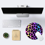 IMAYONDIA Cheetah Animal Print Gaming Mouse Pad,Colorful Leopard Round Mouse Pad Small,Color Pattern Personalized Design Mouse Pads,Non-Slip Rubber Base Mousepad for Laptop,Office Decor for Women Desk