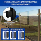 Glass Clamp－4PCS Adjustable Glass Shelf Bracket, 1/3 "-1/2 " 304 Stainless Steel Glass Clamps, Glass Clamp Bracket is Suitable for Railing, Stairs, Glass Wall, All Kinds of Glass (Black-4pcs)