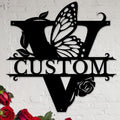 Personalized Custom Letter Name metal Signs,Custom Black Letter Monogram Wall Art Decor,Metal Signs Plaques Outdoor wall Decorative Signage (V)