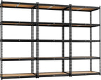 LEVELEVE 5-Tier Storage Shelving Unit, 2020 lbs Capacity, Heavy Duty Adjustable Metal Utility Shelf, 48" L x 18" W x 73" H for Garage, Kitchen, Pantry, Basement, Bathroom, Laundry, 3 Pack