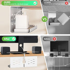 KEEGH 16" Under Desk Cable Management Tray, 2 Pack Desk Cord Organizer Upgrade Capacity, Drill Free Clamp/Screw Mount, Sturdy Metal Tray for Connect Cables, Home, Office, White
