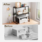 Arbuxzuy Printer Stand, Desktop Printer Shelf, 3 Tier Desk Shelf for top of Desk, Large Printer Stands Office Organization Shelves for Home Office Printer Fax Book, Black