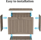 PATIOEASY 45GAL Deck Box -Grey,Lockable Patio Outdoor Storage Box for Furniture,Waterproof,Outdoor Cushions