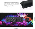 Gaming Mouse Pad,Large Mouse Pads for Desk,Non-Slip Rubber Base Extended Mousepad,XXL Keyboard Mouse Mat,Stitched Edges Computer Keyboard Desk Pad,35.4x15.8inch,Colorful Succulents