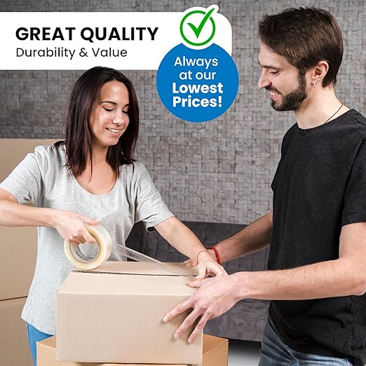 6 Rolls | 2.4 mil Clear | 65 Yards Each (390 Yards Total) | 2" Premium Packing Tape Heavy Duty Packaging Tape for Shipping Moving Stronger Thicker