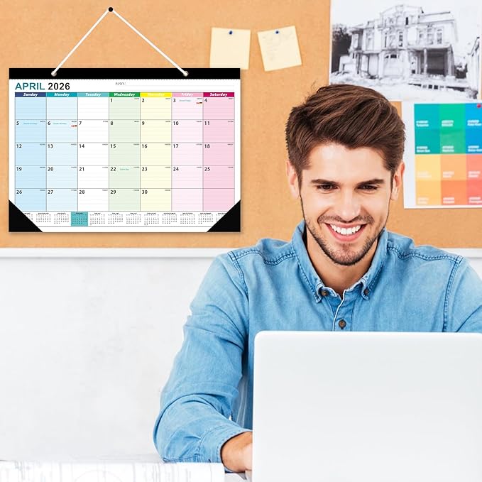 2026 Desk Calendar - 18 Monthly Calendar 2026-2027, Jan 2026 - Jun 2027, 17" x 12", Large Desk Calendar 2026-2027 with Thick Paper, Large Blocks, Stickers, Home or Office Calendar for Easy Organizing