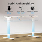 BIZUM Dual Motor Electric Standing Desk Frame with Memory Controller, Computer Memory Desk Adjustable Table Legs Up to 47.2" for Home Office, Glossy White