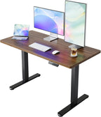 HUANUO 55 x 28 inch Electric Standing Desk Adjustable Height, 4 Memory Height Settings, Sit Stand Up Desk for Home Office & Computer Workstation, Black Walnut