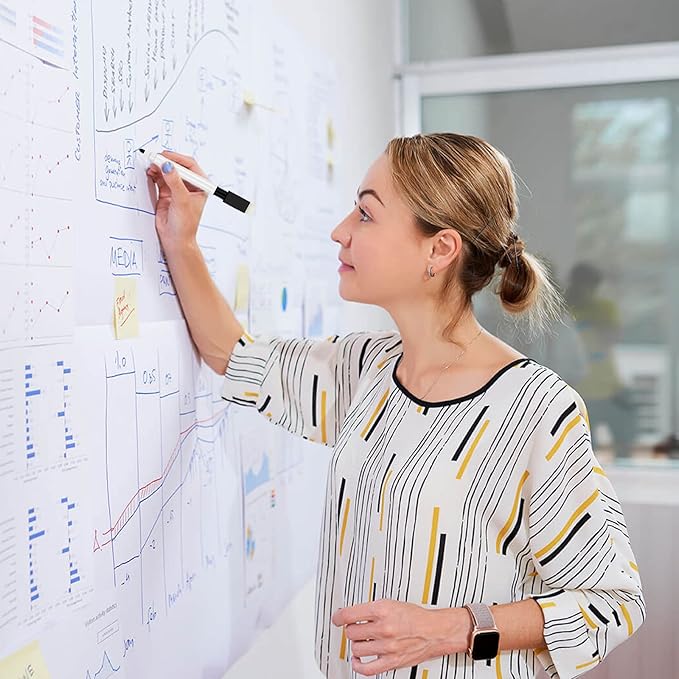 50 Pcs Black Magnetic Dry Erase Markers with Eraser Cap, White Board Mini Dry erase Markers Bulk, Fine Point Tip Student White Board Markers for Teachers Office School Supplies