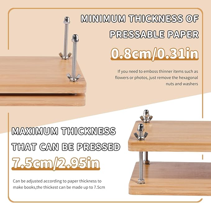 JUPEAN Book Binding Kits, Bookbinding Supplies, Bookbinding Kit for Beginners Bone Folder Tool with Paper Awl Waxed Thread Book Press for DIY 7.9”x11.6”