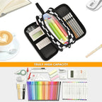 BOENLE Black White Checkered Pencil Case Box Boys Girls Large Pencil Pouch Zipper Compartments Big Capacity Stationery Pen Bag Organizer for Kids Teens Adults School