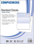 Compuchecks Check on Top Blank Check Paper - 500 Pack, Quick-Books & Laser Printer Compatible - Security Business Checks with Voucher - 8.5" x 11" Blue Marble