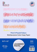 PrintIt Colors Multipurpose Paper, 20 lbs., 8.5" x 11", 500 Sheets/Ream – Premium Colored Copy Paper for Printing, School, and Office Use (Lavender)