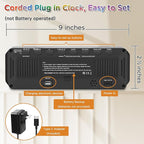 Peakeep Digital Alarm Clock for Bedrooms, Date Day of Week Large Display Numbers 6 Brightness Dimmer, 5 Volume Loud for Heavy Sleepers, 8 RGB Colors Electric Desk Clock Battery Backup, Auto DST