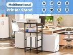 GEORIS 3 Tier Freestanding Printer Stand Shelf for Desk, Black Metal Side Table for Printer, Fax Marchine