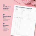 Task Planner & Tracker 8.5 x 11 Tear-Off 70 Sheet Planner Pad – Project Organizer with Time Log, Top Priority, Follow-Up – Notepad for Home & Office (White, Minimalist, 1 Pack)