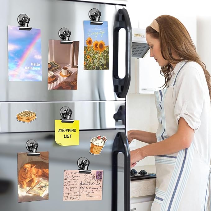 140 Pack Strong Magnetic Clips, Black Fridge Magnets Refrigerator Magnet, Magnet Clips for Photo Displays, Whiteboard Magnets for Home, Office, Classroom
